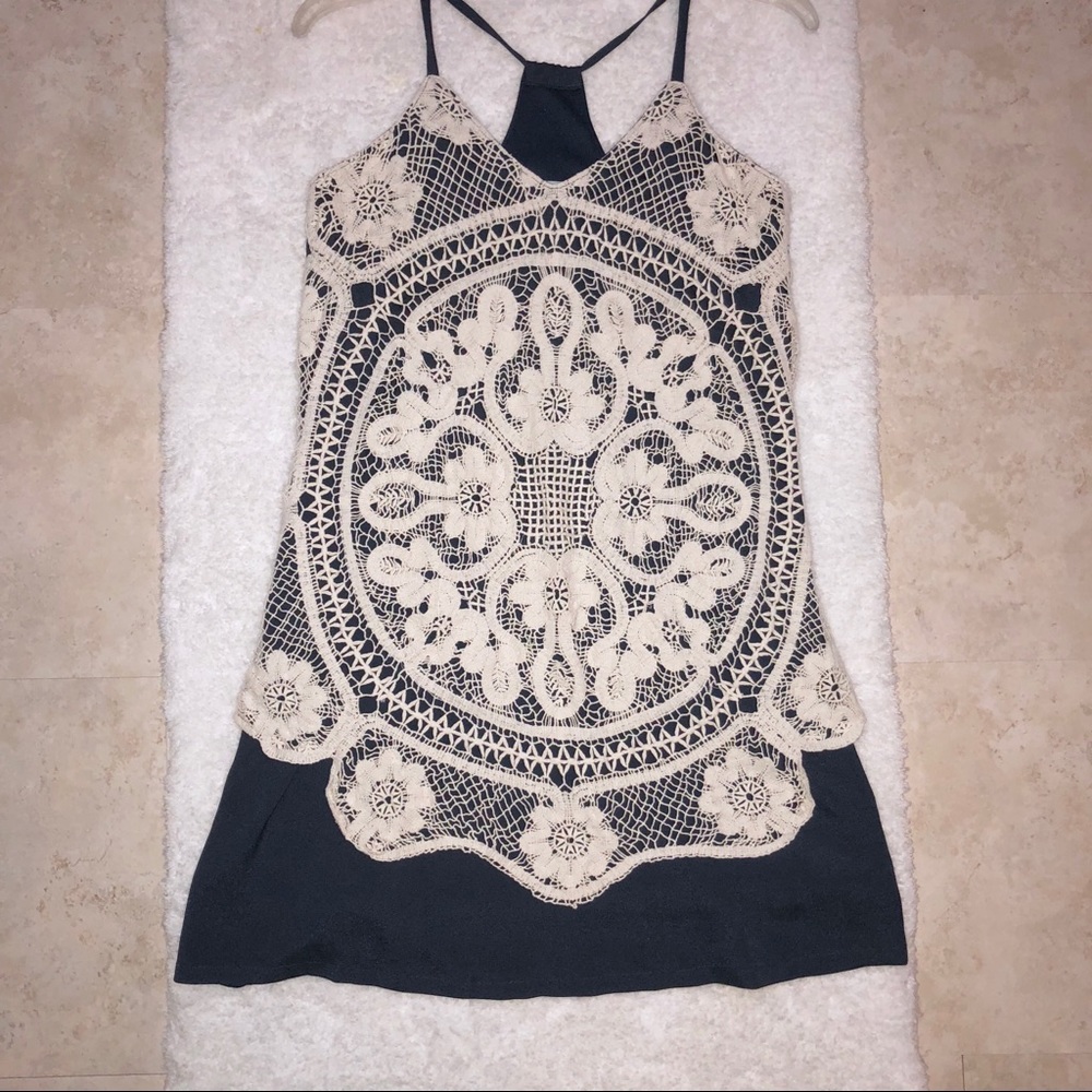 Judith March Crochet Overlay Tank Dress - Picture 2 of 4